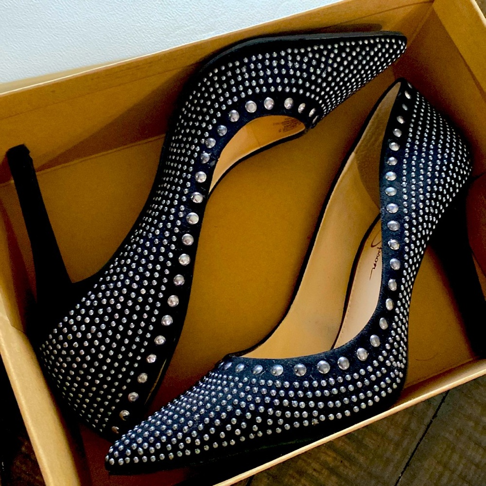 Black microsuede Jessica Simpson heels